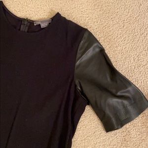 Vince leather sleeve black dress